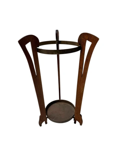 Oak and Brass Arts & Crafts Umbrella Stand, 1900s